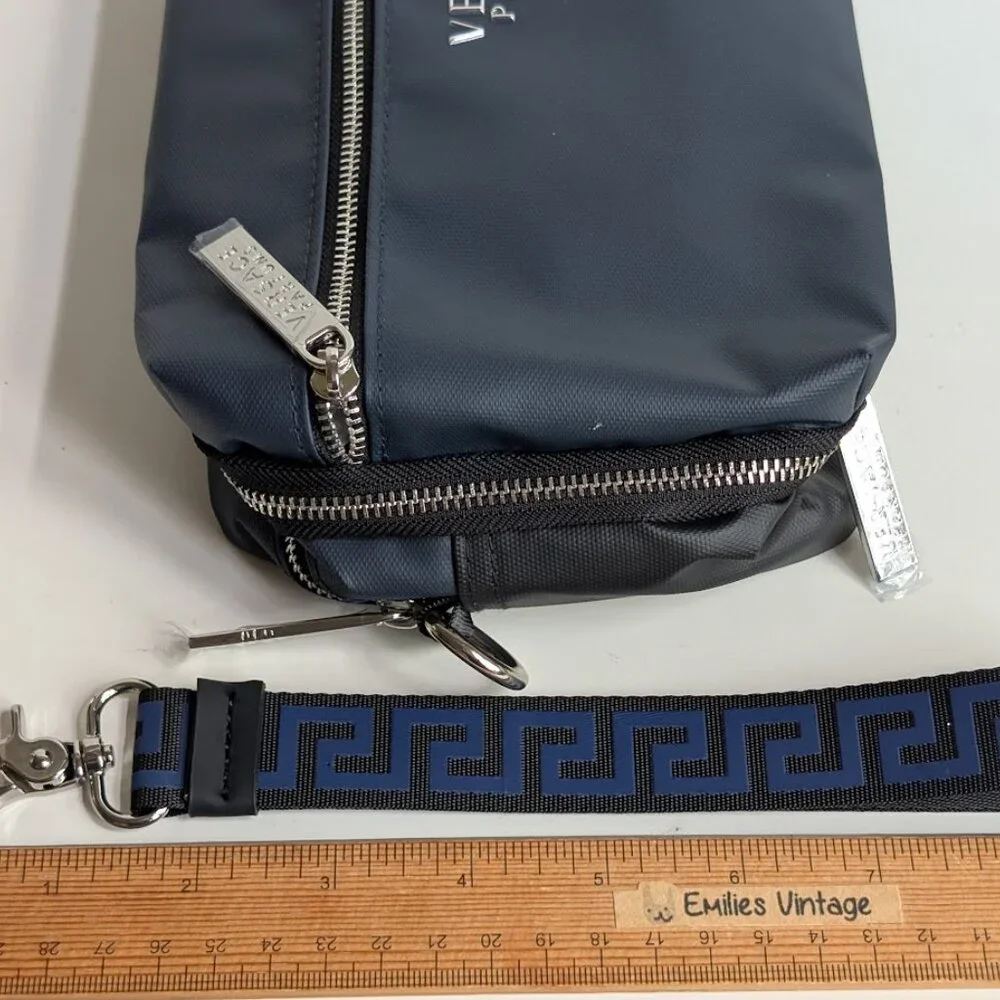 Versace Parfums Dark Blue Dopp Kit Cosmetic Toiletry Bag NWOT